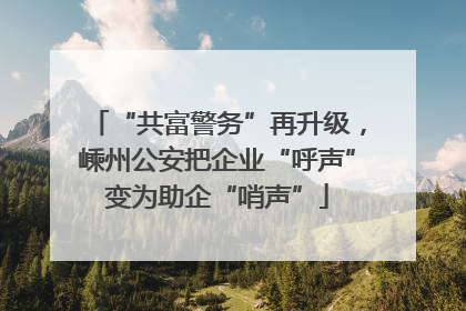“共富警务”再升级，嵊州公安把企业“呼声”变为助企“哨声”