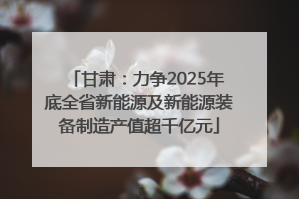 甘肃：力争2025年底全省新能源及新能源装备制造产值超千亿元