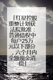 红星控股重整计划获法院批准：普通债权中每户25万元以下部分，六个月内全额现金清偿