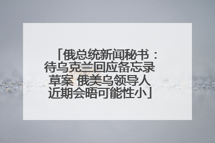俄总统新闻秘书：待乌克兰回应备忘录草案 俄美乌领导人近期会晤可能性小