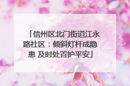 信州区北门街道江永路社区：倾斜灯杆成隐患 及时处置护平安