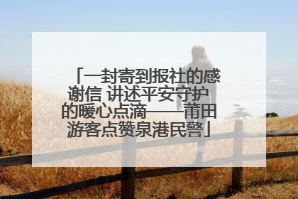 一封寄到报社的感谢信 讲述平安守护的暖心点滴——莆田游客点赞泉港民警