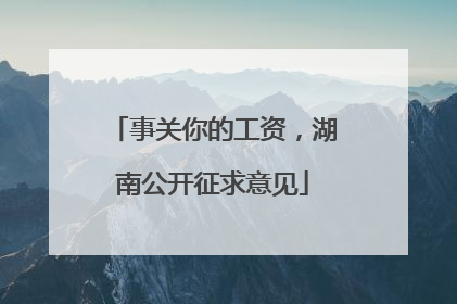 事关你的工资，湖南公开征求意见