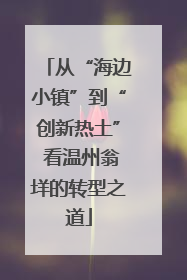 从“海边小镇”到“创新热土” 看温州翁垟的转型之道