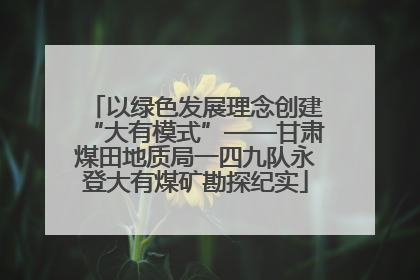 以绿色发展理念创建“大有模式”——甘肃煤田地质局一四九队永登大有煤矿勘探纪实