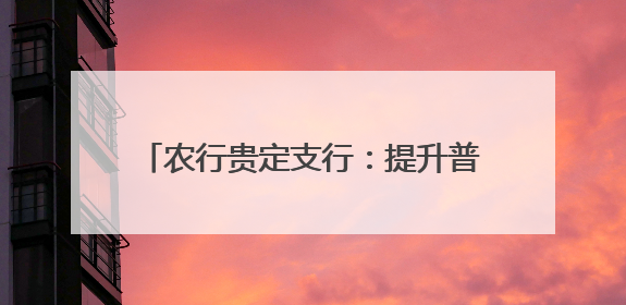 农行贵定支行：提升普惠金融 助力乡村振兴
