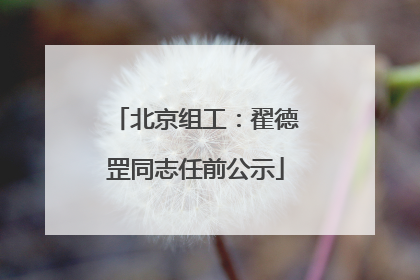 北京组工：翟德罡同志任前公示