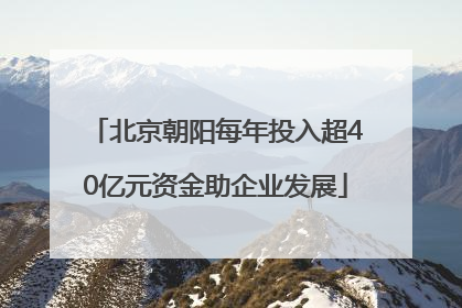 北京朝阳每年投入超40亿元资金助企业发展