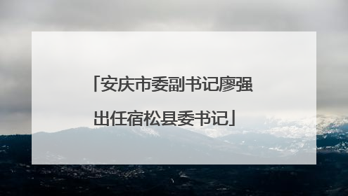 安庆市委副书记廖强出任宿松县委书记