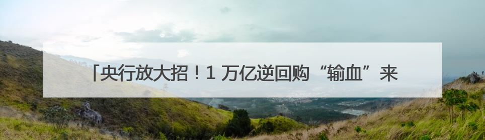 央行放大招！1 万亿逆回购“输血”来了，3个月期流动性大礼包砸向市场！