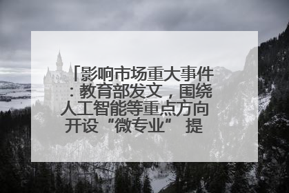 影响市场重大事件：教育部发文，围绕人工智能等重点方向开设“微专业” 提升就业能力