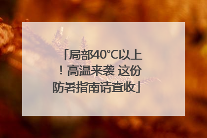 局部40℃以上！高温来袭 这份防暑指南请查收