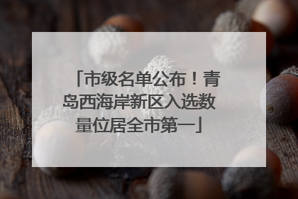 市级名单公布！青岛西海岸新区入选数量位居全市第一