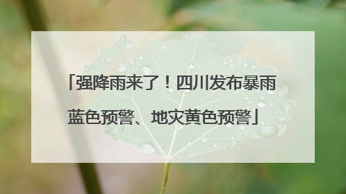强降雨来了！四川发布暴雨蓝色预警、地灾黄色预警