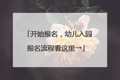 开始报名，幼儿入园报名流程看这里→