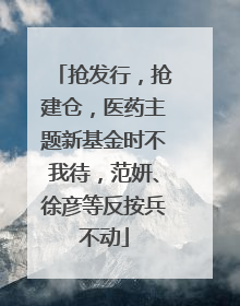 抢发行，抢建仓，医药主题新基金时不我待，范妍、徐彦等反按兵不动