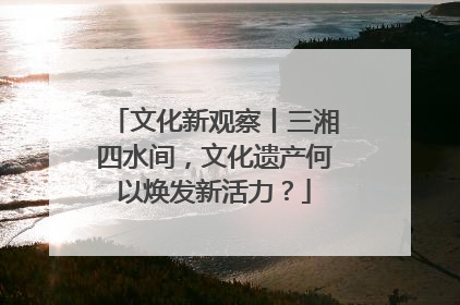 文化新观察丨三湘四水间，文化遗产何以焕发新活力？