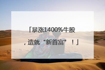 暴涨1400%牛股，造就“新首富”！