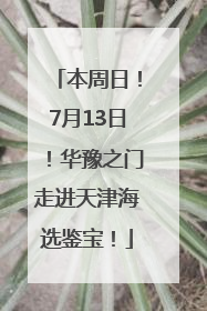 本周日！7月13日！华豫之门走进天津海选鉴宝！