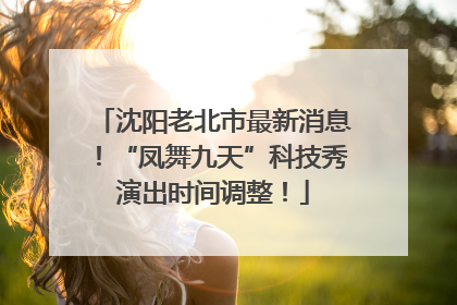 沈阳老北市最新消息！“凤舞九天”科技秀演出时间调整！