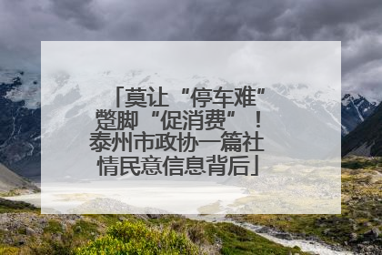 莫让“停车难”蹩脚“促消费”！泰州市政协一篇社情民意信息背后