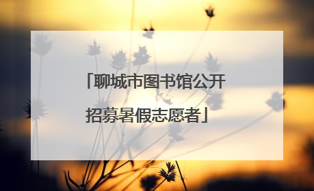 聊城市图书馆公开招募暑假志愿者