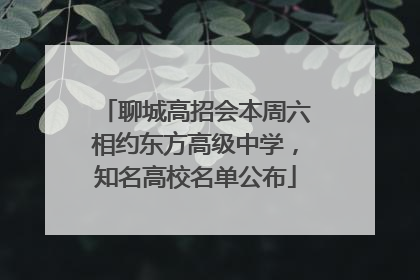 聊城高招会本周六相约东方高级中学，知名高校名单公布