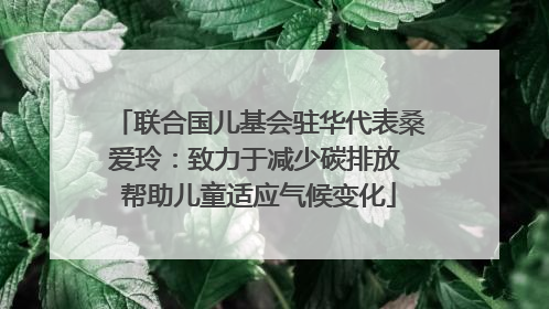 联合国儿基会驻华代表桑爱玲：致力于减少碳排放 帮助儿童适应气候变化