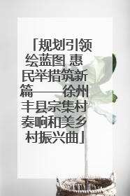 规划引领绘蓝图 惠民举措筑新篇——徐州丰县宗集村奏响和美乡村振兴曲