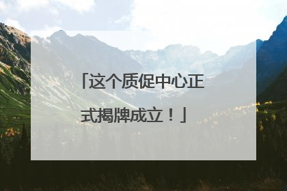 这个质促中心正式揭牌成立！