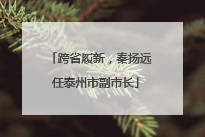 跨省履新，秦扬远任泰州市副市长