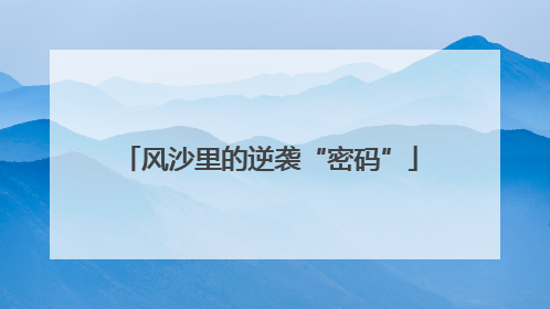 风沙里的逆袭“密码”