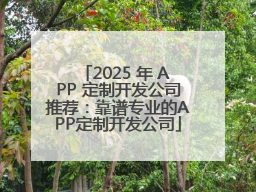 2025 年 APP 定制开发公司推荐：靠谱专业的APP定制开发公司