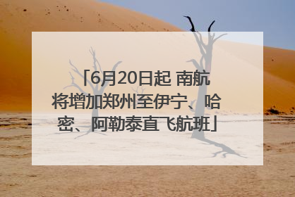 6月20日起 南航将增加郑州至伊宁、哈密、阿勒泰直飞航班